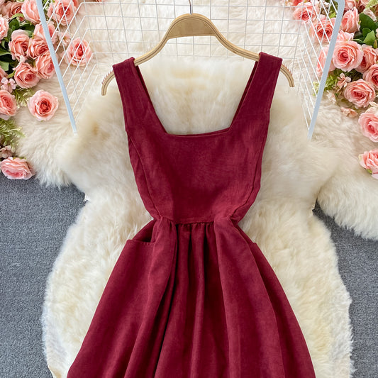 Lovely Corduroy A Line Dress Fashion Dress RF0367