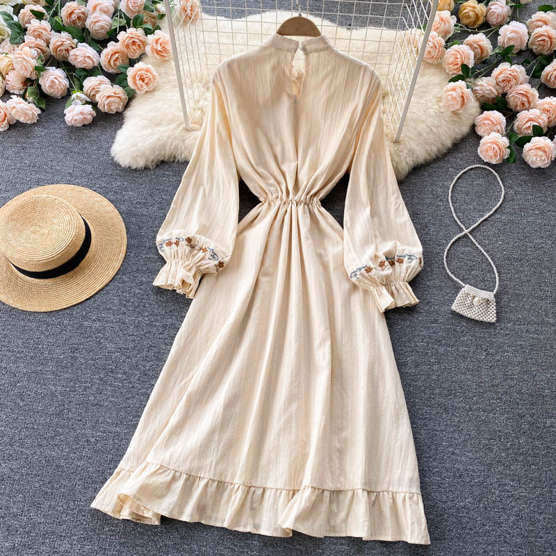 Cute A Line Embroidered Long Sleeve Dress RF0355