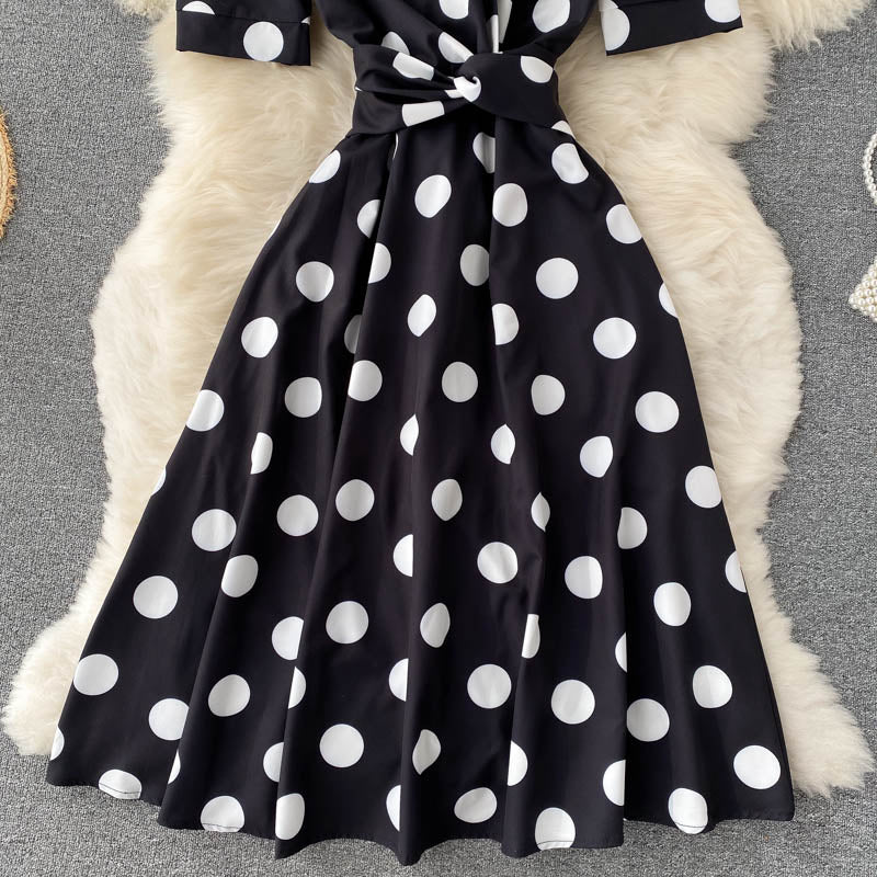 Cute Polka Dot V Neck Short Dress Fashion Dress RF0352