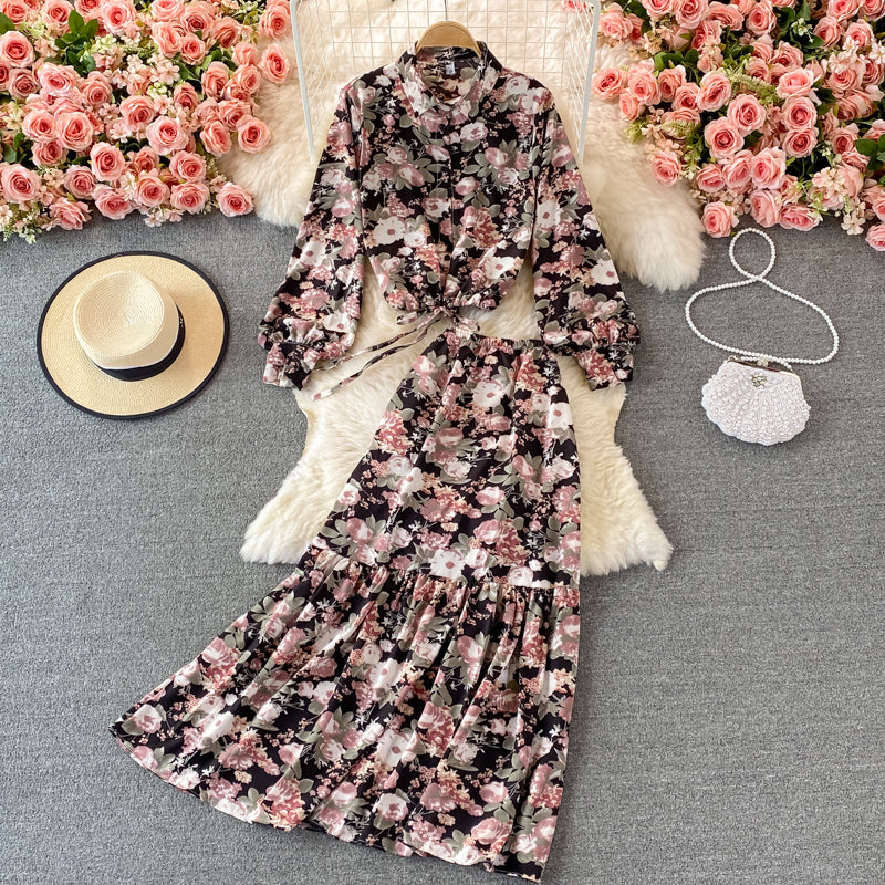 Jolie robe deux pièces à fleurs tendance RF0336
