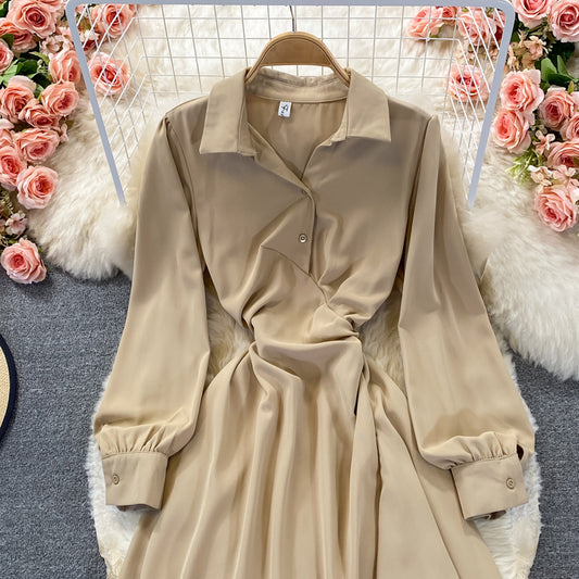Cute A Line Long Sleeve Shirt Dress RF0313