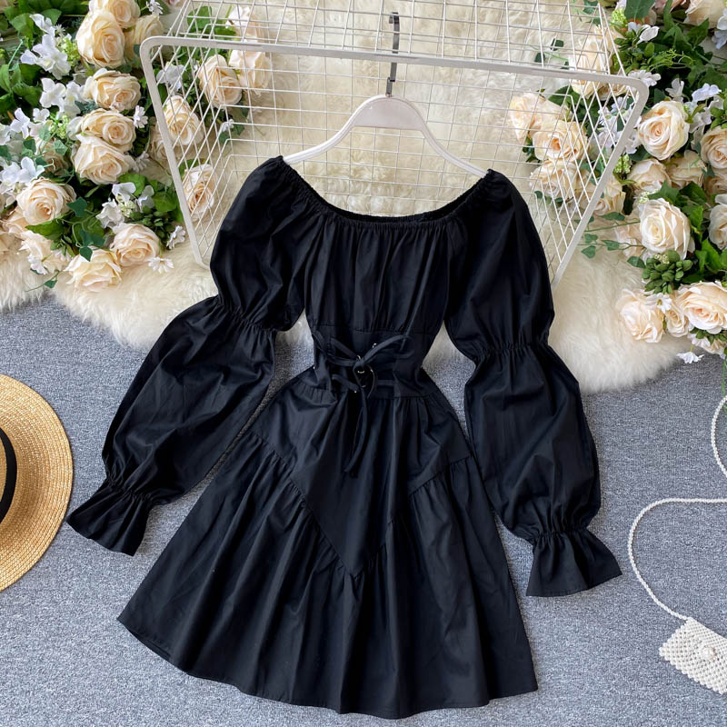 Robe mignonne à lacets et manches longues, robe tendance RF0292