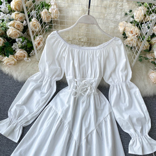 Cute Long Sleeve Lace Up Dress Fashion Dress RF0292