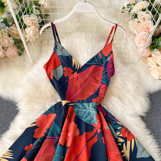 Cute Irregular Off-the-shoulder Short Dress Floral Dress RF0274