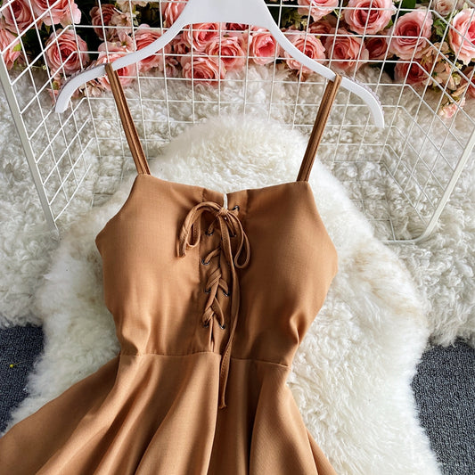 Charming Sexy High Waist Irregular Halter Dress RF0273