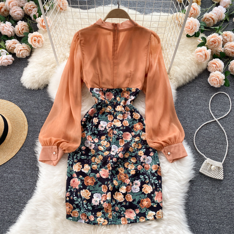 Elegant Tulle Floral Dress Long Sleeve Fashion Dress RF0271