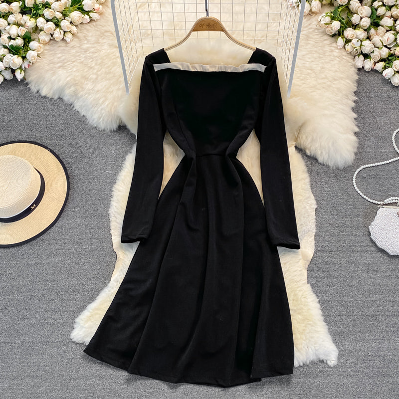 Black A Line Long Sleeve Dress A Line Fashion Dress RF0257