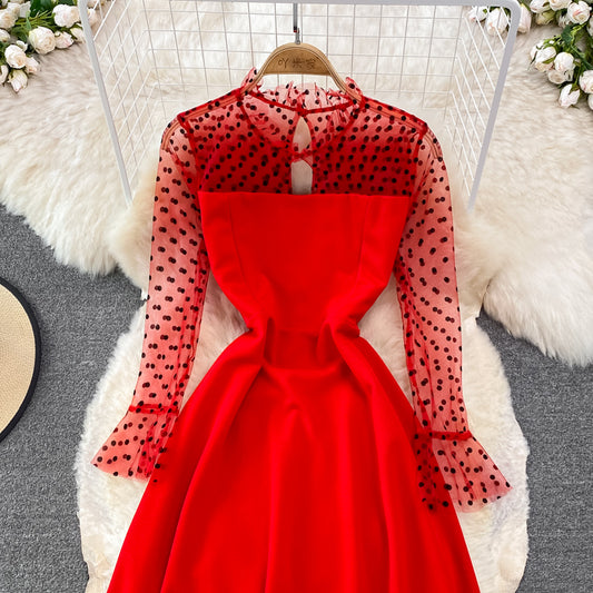 Elegant A Line Long Sleeve Dress See Through Dress RF0227