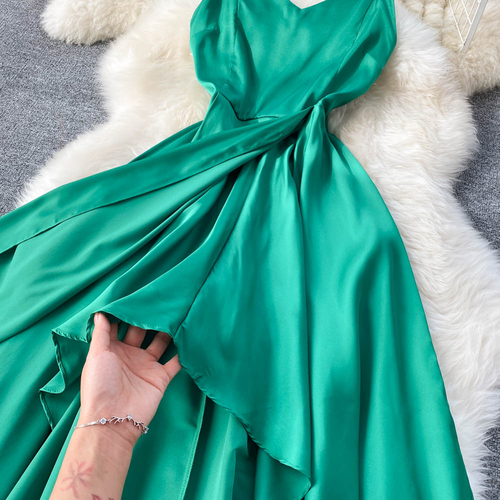Cute A Line Irregular Dress Green Fashion Dress RF0153