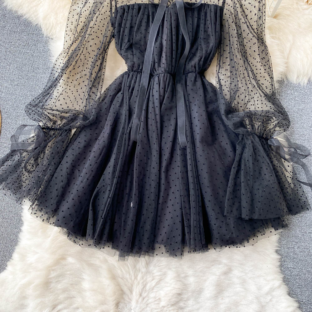 Cute Tulle Long Sleeve Dress A Line Short Dress RF0133