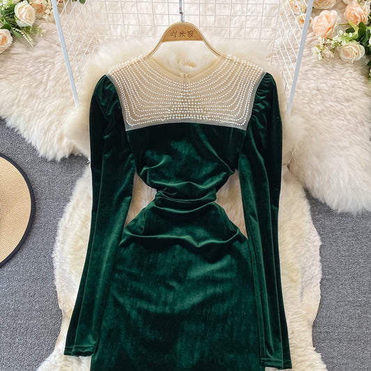 Cute Velvet Long Sleeve Dress Fashion Dress RF0119