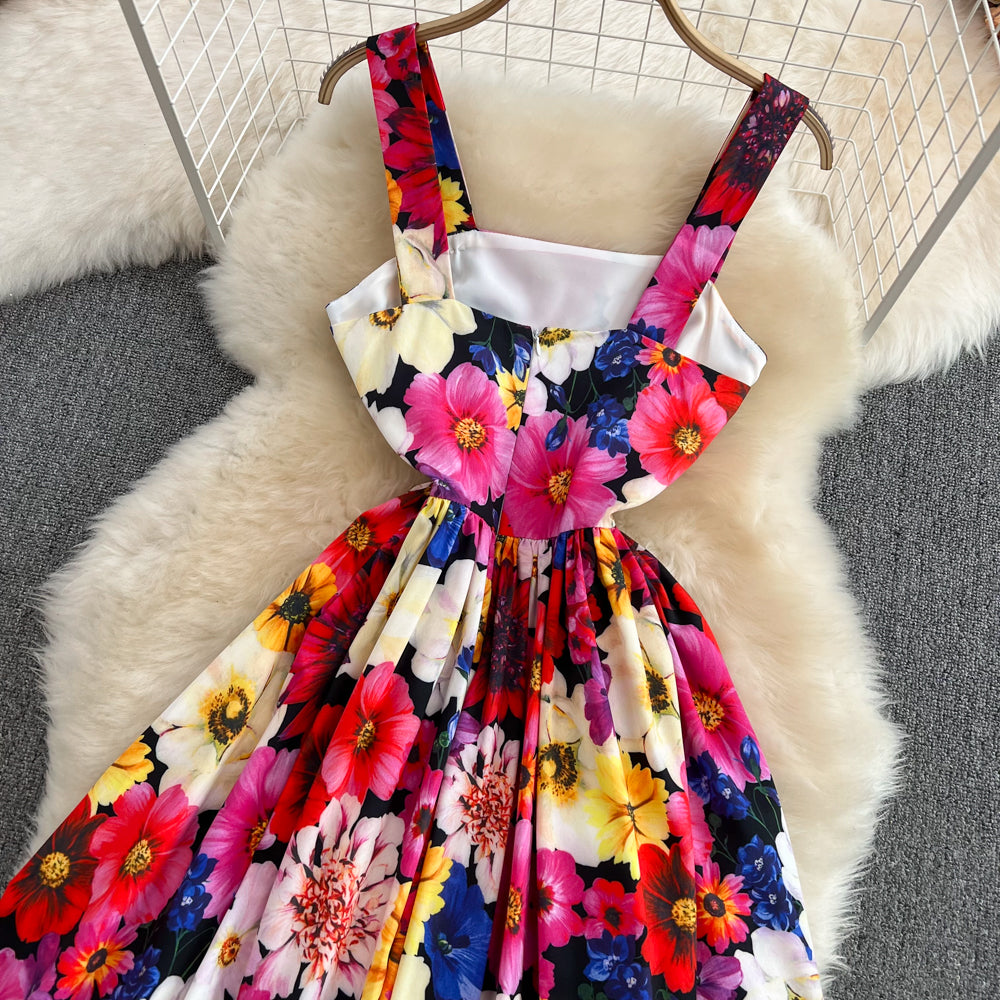 Sweet Flower Pattern Short Dress A Line Fashion Dress RF0118
