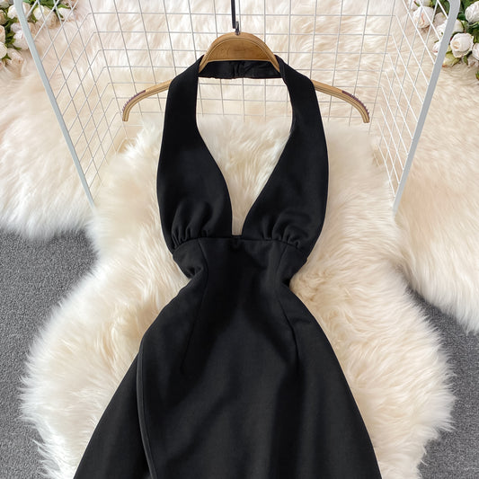 Black A Line Short Dress Backless Party Dress RF0110
