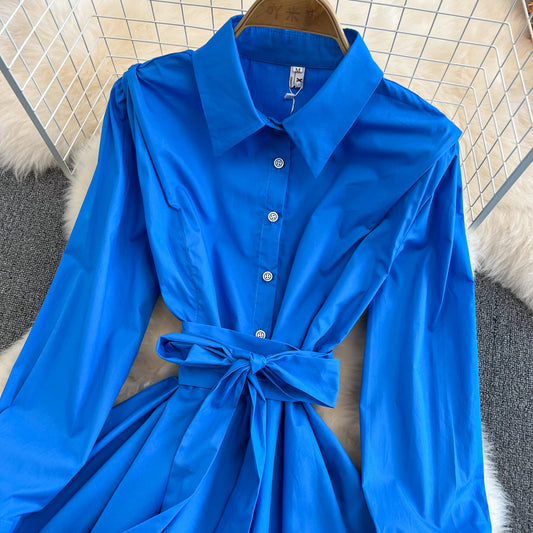 Fashion Irregular Long Sleeve Shirt Dress RF0109