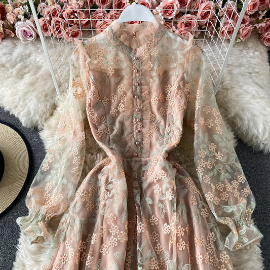 Cute Tulle Lace Long Sleeve Dress Fashion Dress RF0104