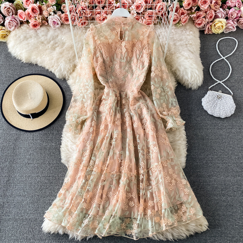 Cute Tulle Lace Long Sleeve Dress Fashion Dress RF0104