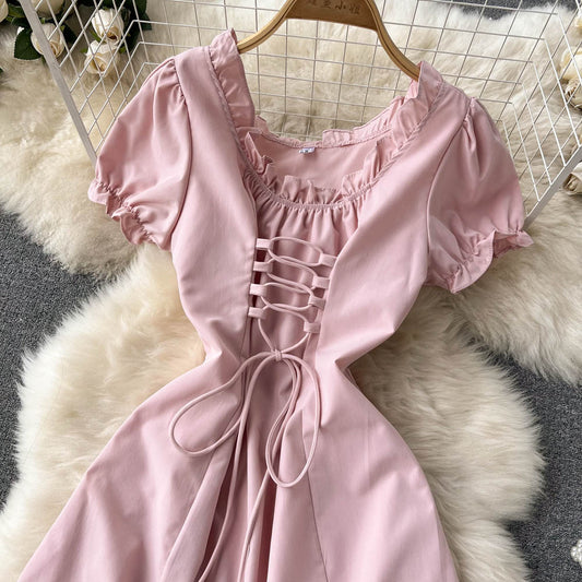 Cute A Line Lace Up Dress Fashion Girl Dress RF0101