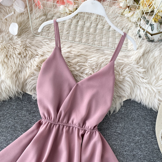 Cute A Line V Neck Chiffon Irregular Dress RF0077