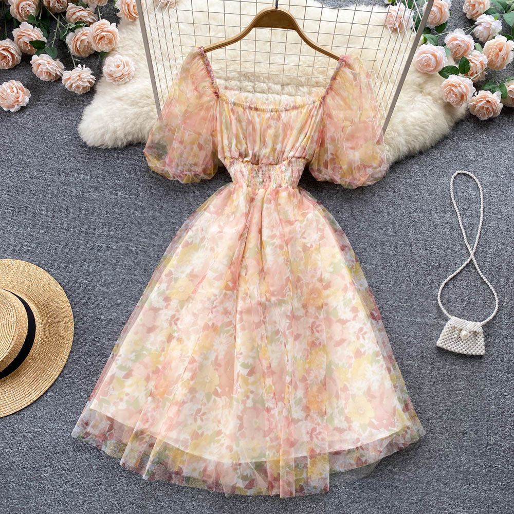 Robe trapèze à fleurs pour fille, jolie robe tendance, RF0061