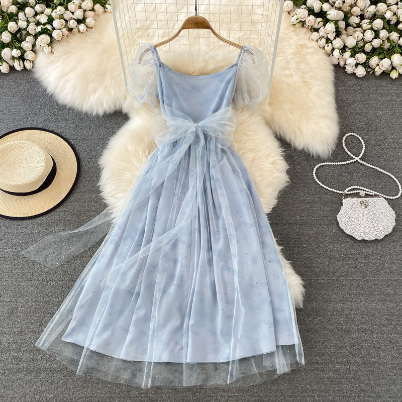 Blue Tulle Short Dress A Line Summer Dress RF0060