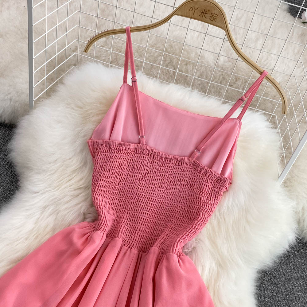 Pink Chiffon Short Dress A Line Fashion Dress RF0054