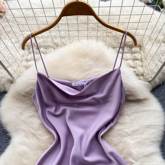 Purple Satin Fashion Dress RF0052