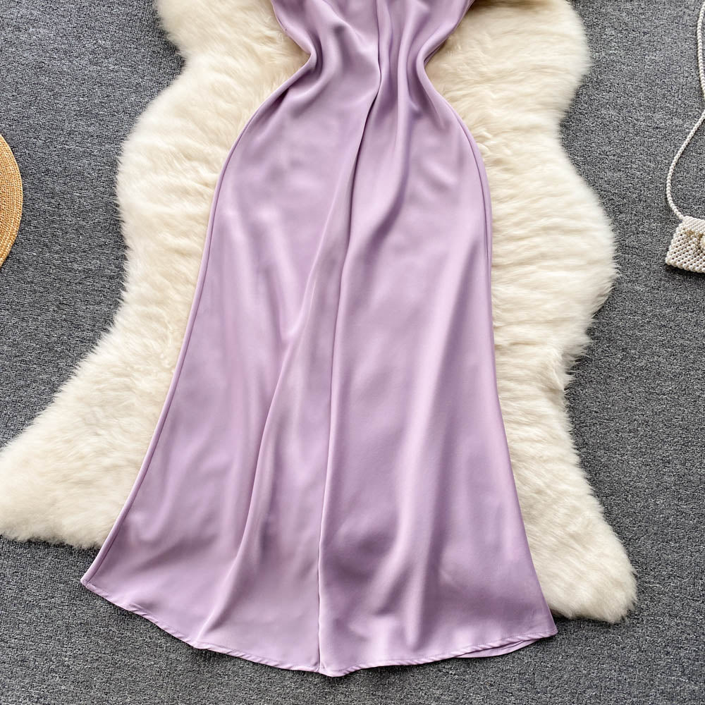 Lila Satin Modekleid RF0052
