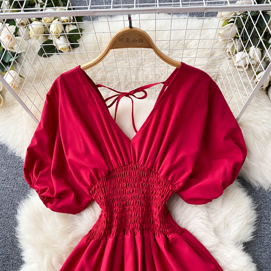 Cute V-neck A-line Dress Fashion Dress RF0044