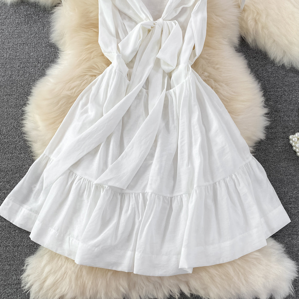 Weißes A-Linien-Kurzkleid Fashion Dress RF0023