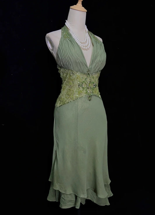 Modest A line Halter Green Chiffon Ideas For Women Short Birthday Dresses Mini Homecoming Outfits N3375