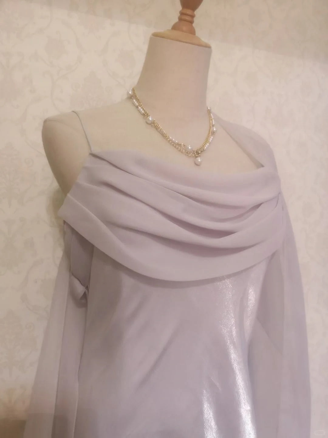 Vintage Prom Dresses 70s Mermaid Spaghetti Straps Lilac With Cape Tea Length Formal Outfits RB4285