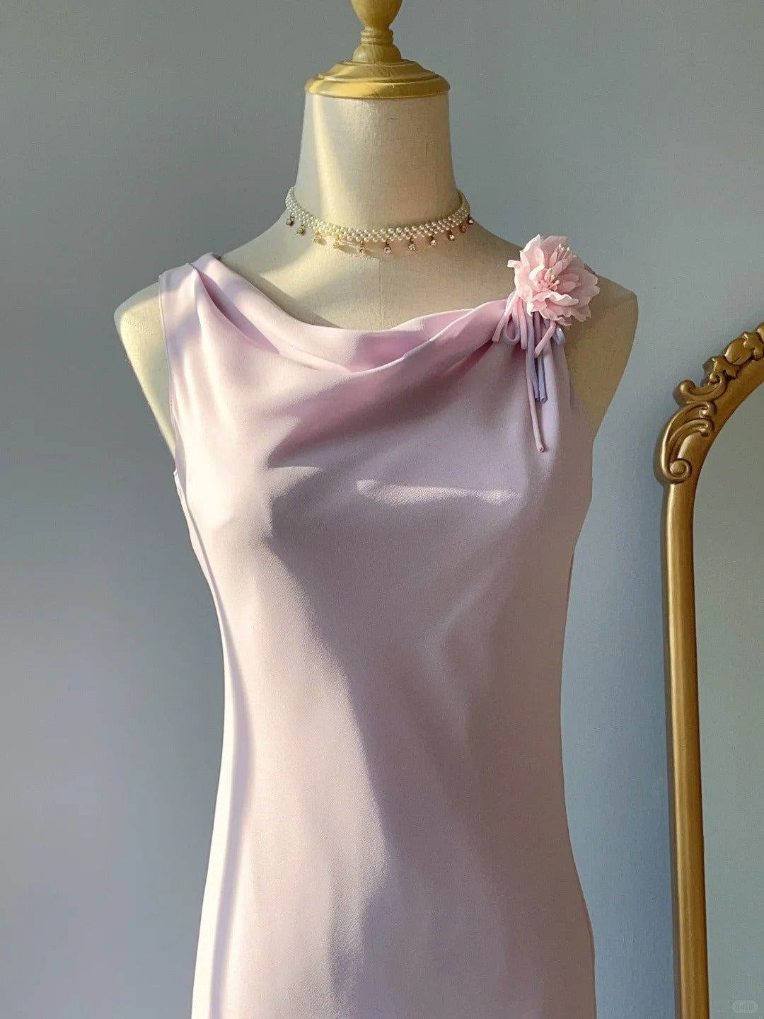 Vintage Prom Dresses 70s Mermaid Pink Chiffon With Ruffles Sleeveless Tea Length Formal Outfits RB4266