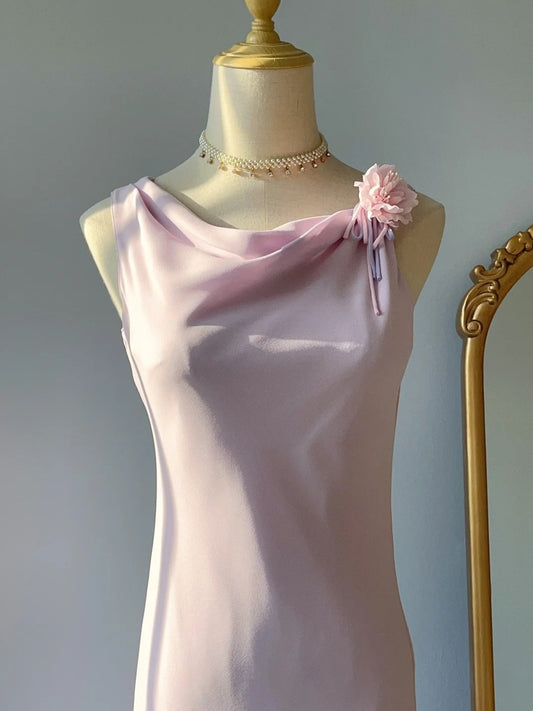 Modest Sheath Pink Tea Length Spring Summer Event Outfits Wedding Guest Dresses RB3222