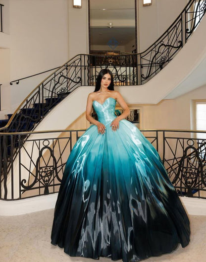 Blue Vintage Fashion Long Prom Dresses Ball Gown Evening Dress For Women AB1461