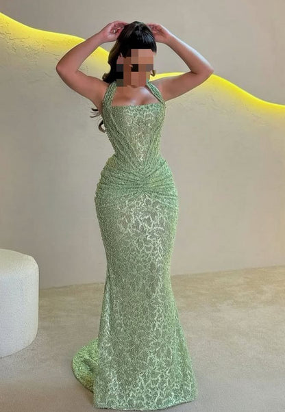 Robe de bal sirène scintillante à paillettes vert menthe pour adolescentes, tenue de soirée formelle, RB2004