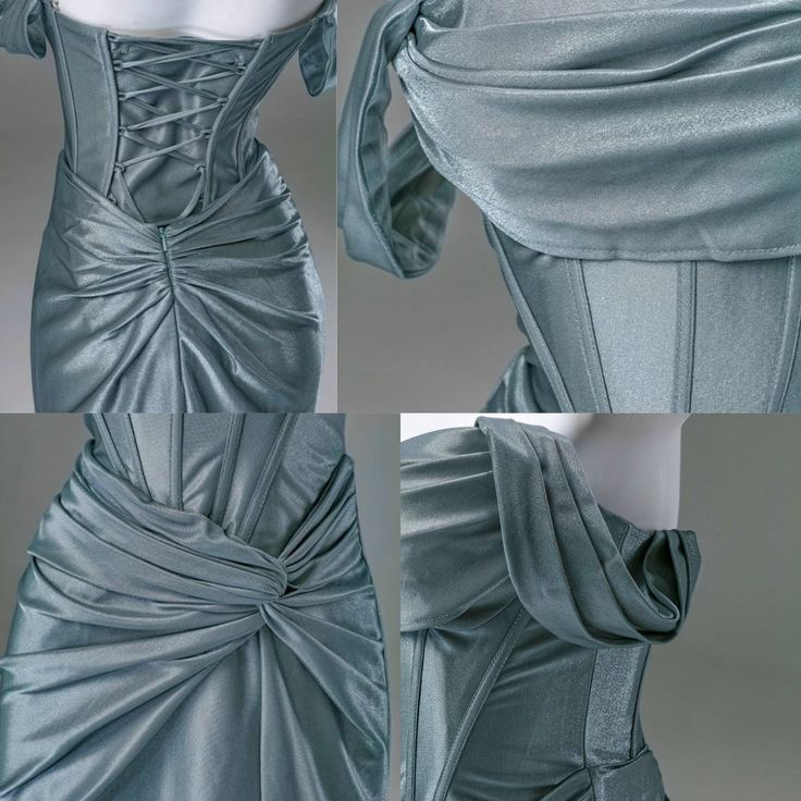Robe de soirée sirène élégante en satin plissé, robe de bal de fin d'année à épaules dénudées N1870