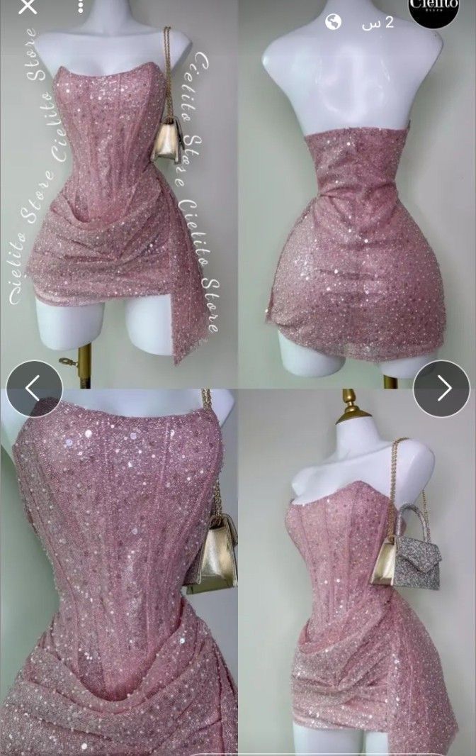 Süßes Etui Trägerloses Pinkes Pailletten-Minikurz-Formelles 8. Klasse Homecoming-Kleid Sommer Mittelschule Hoco Kleid N4736