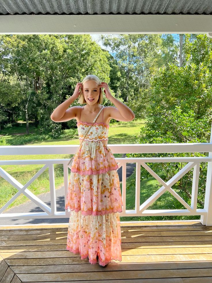 Elegant Spaghetti Straps Floral Print Ruffles Long Prom Dress Party Gowns AB484