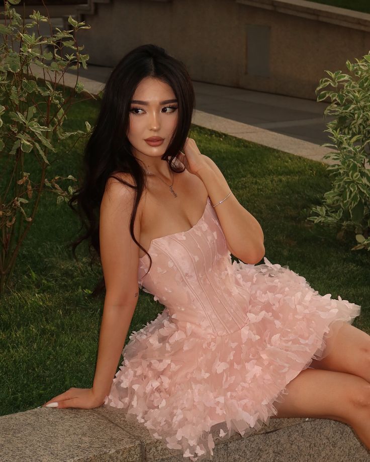 Cute Ball Gown Strapless Pink Tulle Short 18th Birthday Dress Homecoming Dresses Cocktail Gown AB1090
