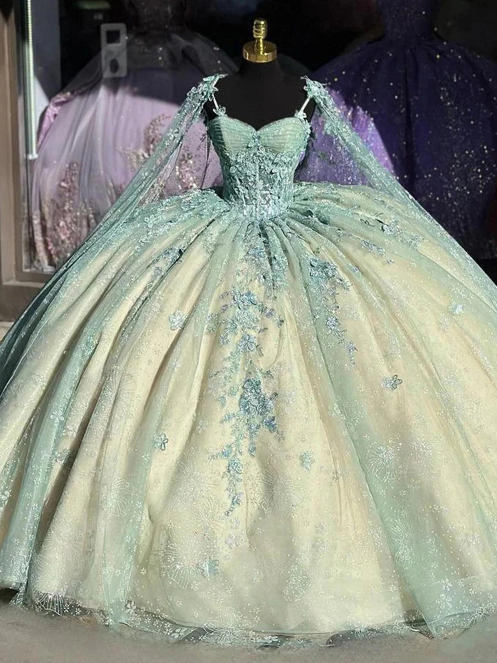 Robe de bal mignonne à bretelles spaghetti en tulle, longue sans manches, avec appliques, pour les 15 et 16 ans, DH2907
