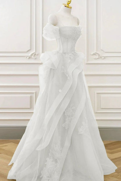 Robe de bal élégante en tulle et dentelle vert sauge, épaules dénudées, longue, robe de soirée, AB327