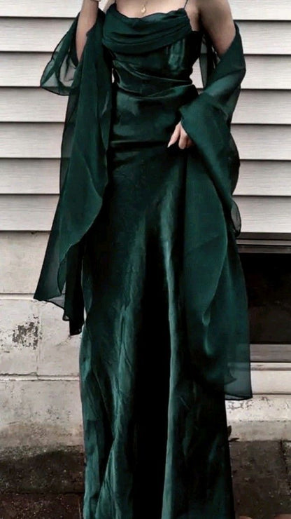 Robe de bal longue et sexy à bretelles spaghetti, vert foncé, robe de soirée fendue, robe de remise de diplôme, RB1202
