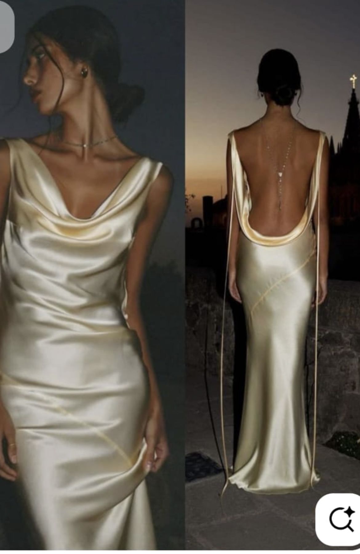 Robe de soirée longue sirène jaune en satin soyeux à col en V, style sirène, à petit prix. Idéale pour un bal de promo, un dîner chic ou une soirée élégante (AB2027).