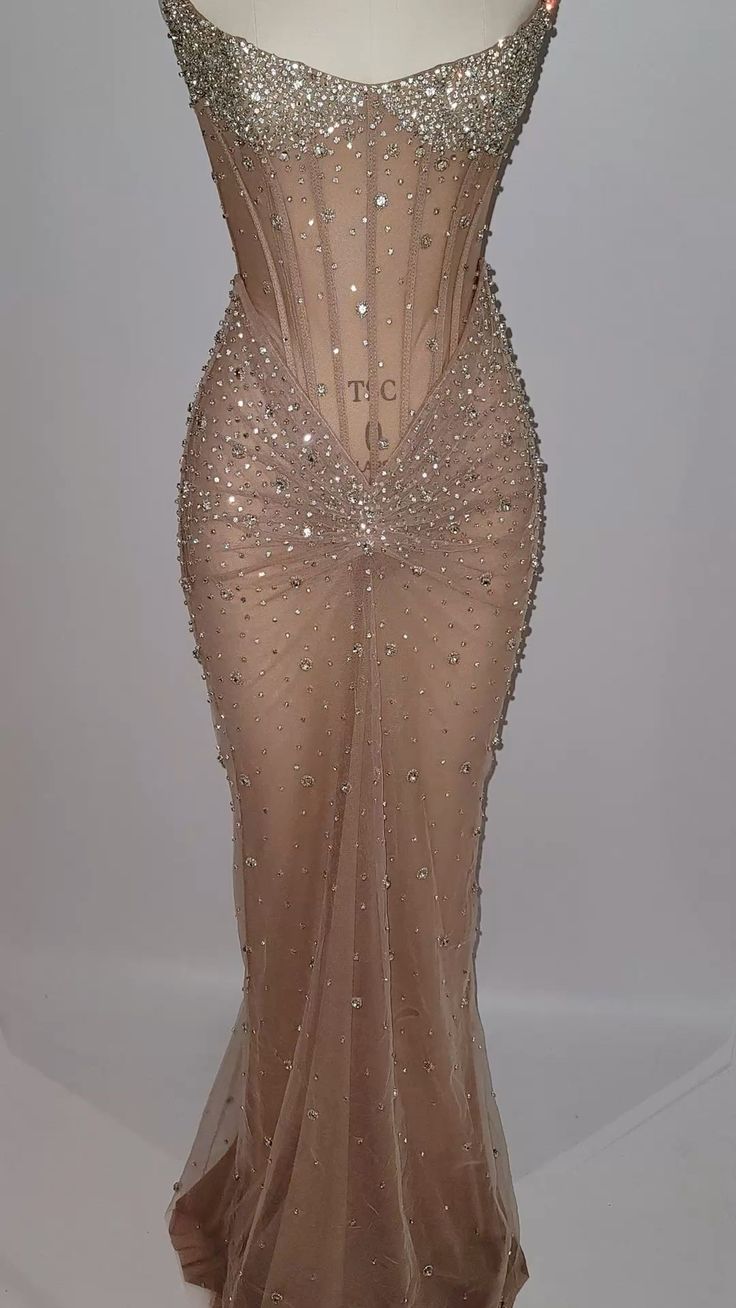 Neu angekommen elegantes Champagner langes Partykleid Ballkleider Meerjungfrau Bodycon für Frauen N4071