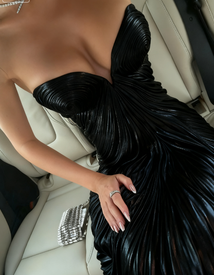 Robe de bal longue en mousseline de soie rose à volants, style sirène chic et décolleté en cœur, inspiration DH2921