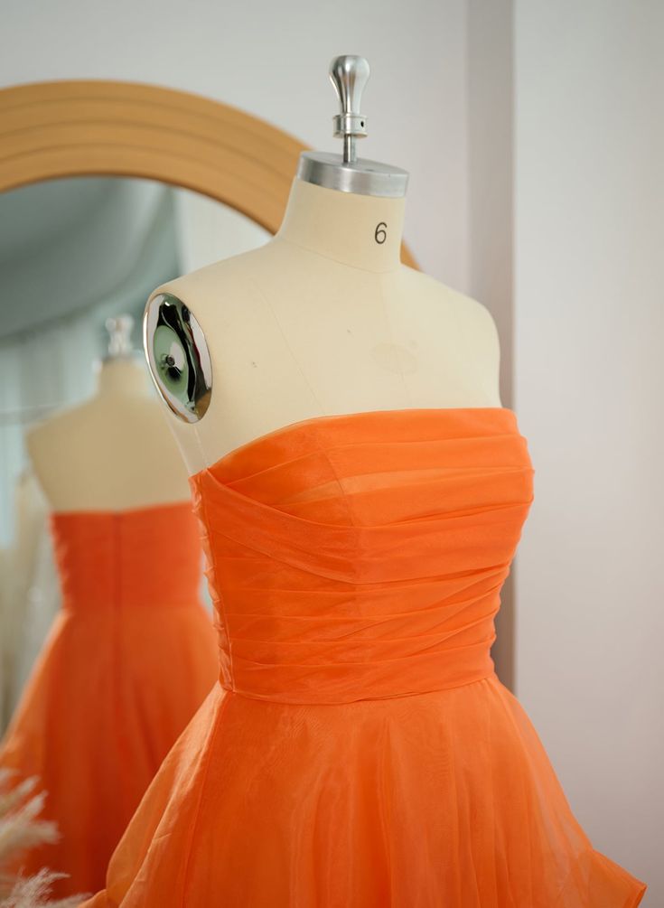 Robe de bal élégante sans bretelles en tulle orange poudré, robe de soirée longue et formelle pour femme, robe de bal de fin d'année pour un anniversaire de 16 ans AB1291