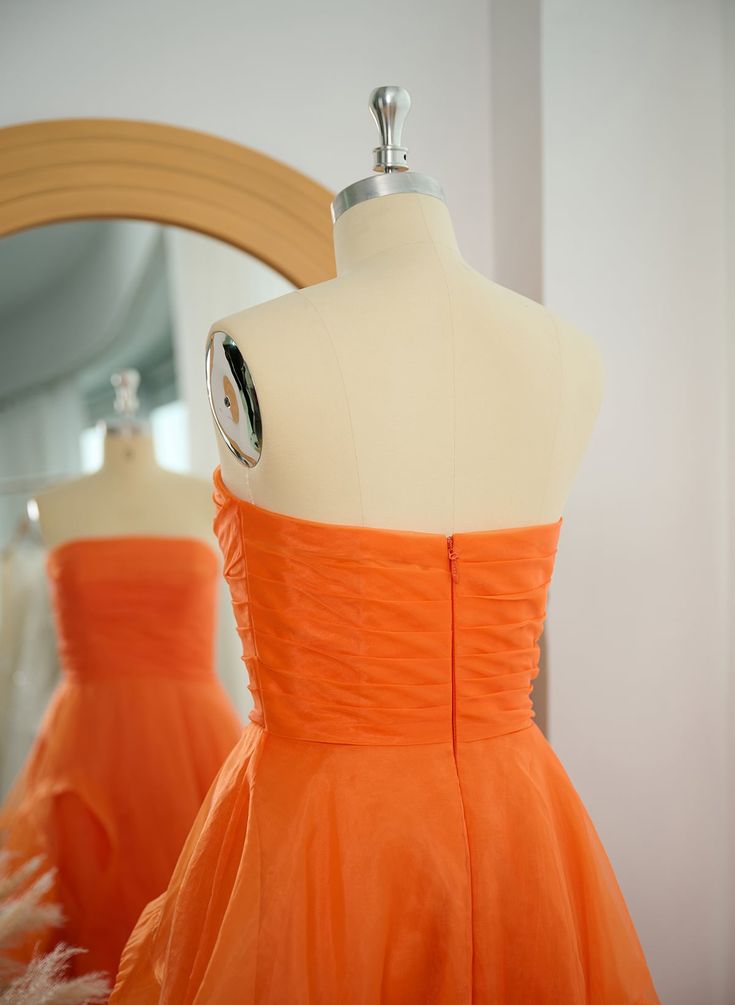 Robe de bal élégante sans bretelles en tulle orange poudré, robe de soirée longue et formelle pour femme, robe de bal de fin d'année pour un anniversaire de 16 ans AB1291