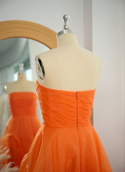 Robe de bal élégante sans bretelles en tulle orange poudré, robe de soirée longue et formelle pour femme, robe de bal de fin d'année pour un anniversaire de 16 ans AB1291