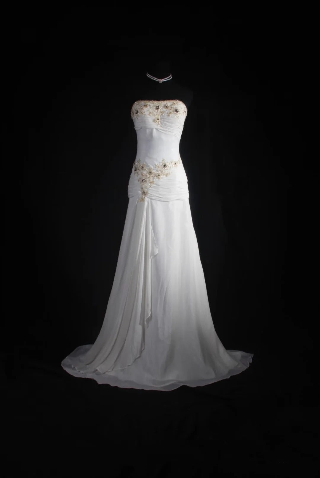 Robe de bal longue en mousseline blanche sans bretelles, style sirène rétro années 50 - Inspiration pour une tenue de 18 ans - Robe de soirée N489