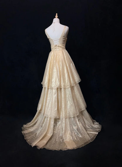 Vintage Abschlussballkleider Ästhetik 80er Jahre Retro Ballkleid Champagner Pailletten Bodenlang Abendgarderobe N2326
